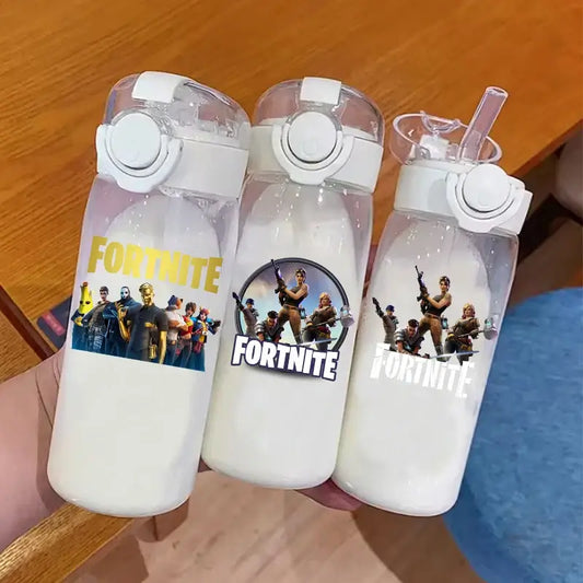 400ML Fortnite 18CM puodelis su šiaudeliu suaugusiesiems, berniukams ir mergaitėms, mielas animacinis vandens puodelis mokiniams, smūgiams atspari nešiojama vandens gertuvė, dovanos