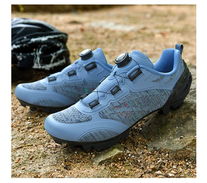 Zapatillas de ciclismo MTB para hombre y mujer T03 moradas, transpirables, de velocidad, con autocierre, para ciclismo de carretera, deporte al aire libre, competición y entrenamiento