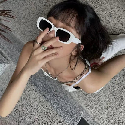 1-10pcs Small Rectangle Party Sunglasses White Black Vintage Narrow Square Y2K Glasses for Women Men