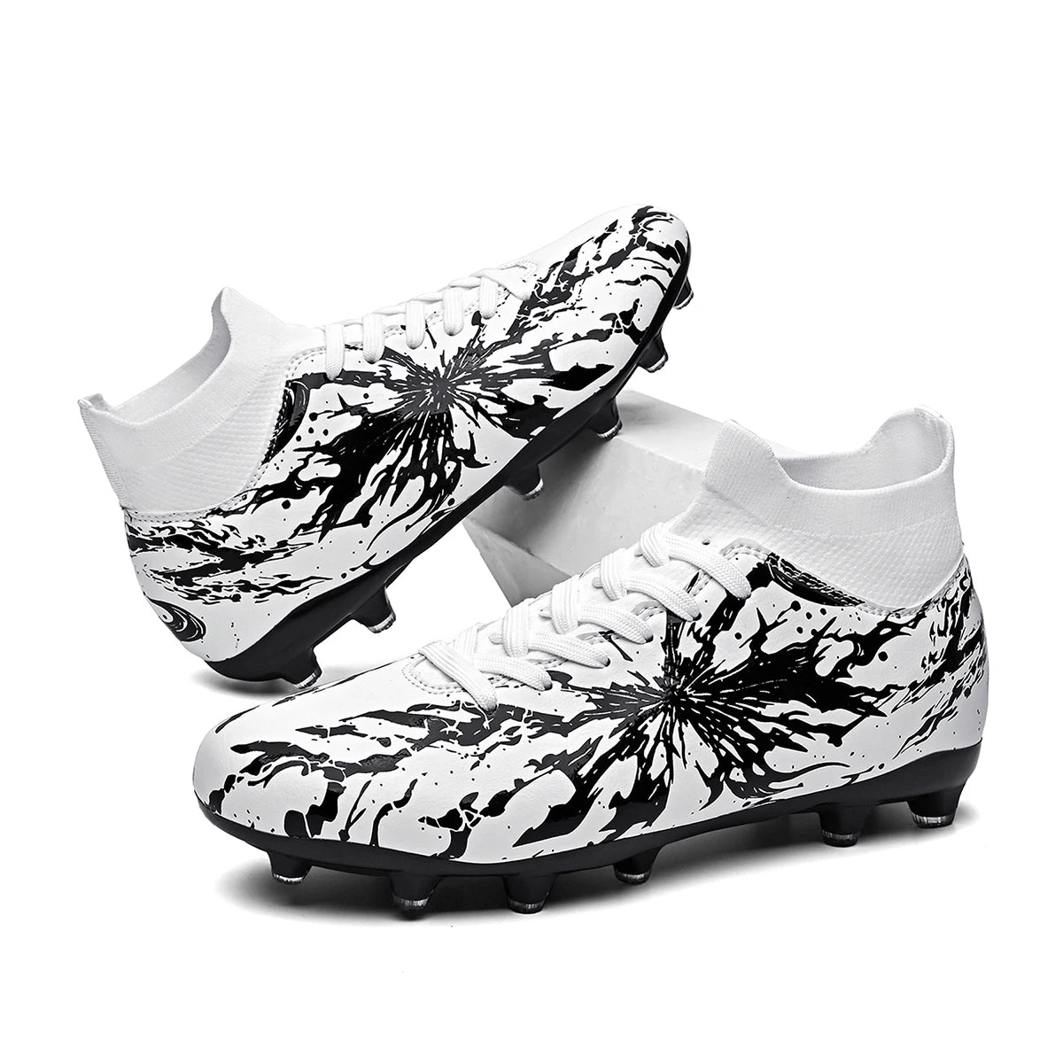 Chaussures de football FG pour hommes adultes, crampons pour terrain ferme, semelle respirante en PU résistante à l'usure pour l'entraînement et la compétition de football sur pelouse en plein air