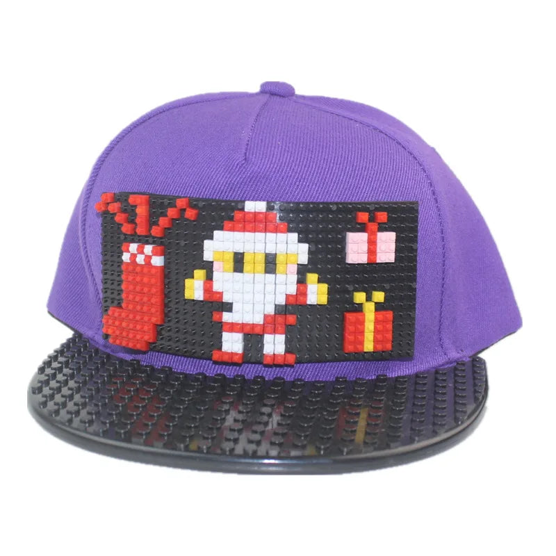 Cartoon Patchwork Baseball Caps DIY Blocks Snapback Hats Hip Hop Hat for Men Women Detachable Pixels Dad Hats Cap Kids Adults
