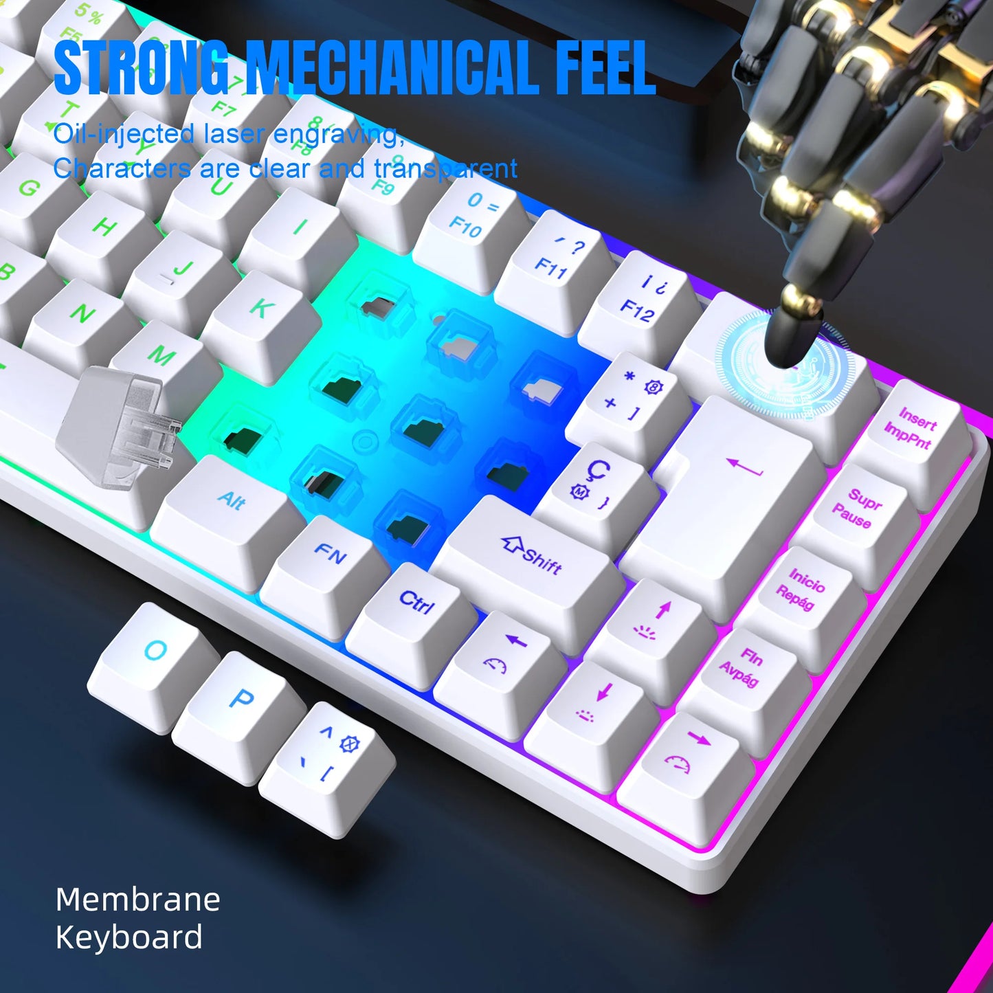 Offerta imperdibile! Tastiera gaming cablata spagnola a 69 tasti con retroilluminazione RGB, design compatto 68%, un accessorio indispensabile per professionisti e gamer