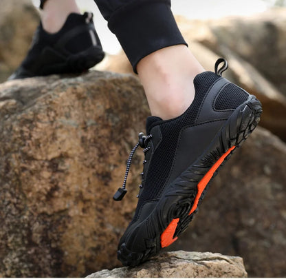 Zapatillas de senderismo para hombre, sin cordones, transpirables, para deportes al aire libre, escalada, trekking y running; antideslizantes, cómodas, calzado informal de jogging para hombre