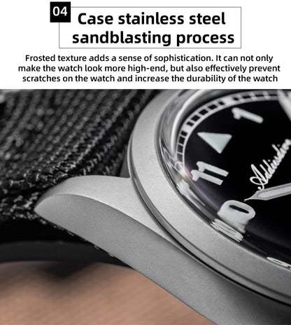 Reloj analógico para hombre ADDIESDIVE de 36mm con cristal de espejo abombado, resistente al agua 100m, luminoso, reloj de cuarzo sencillo para hombre con correa de nailon