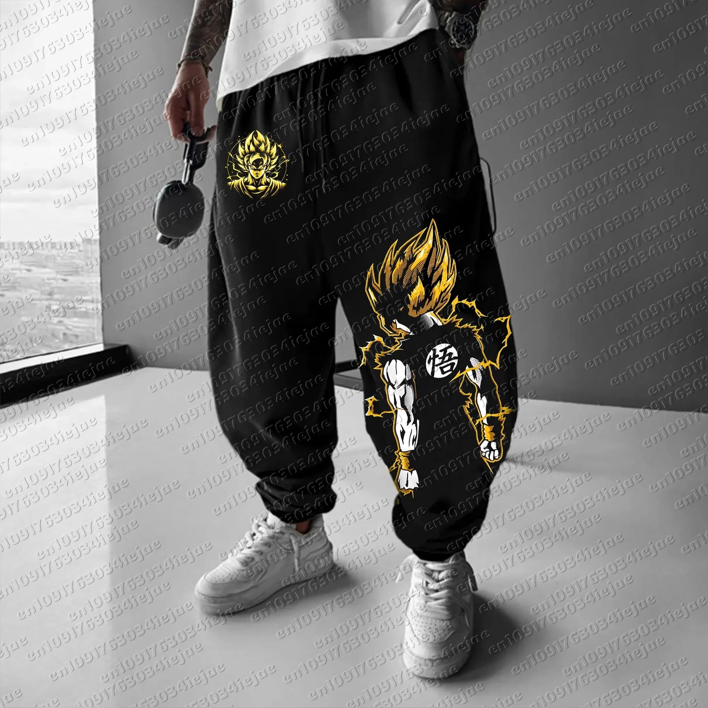 Pantaloni da tuta da uomo Dragon Ball autunno/inverno, tendenza rétro, stampa anime, vestibilità loose casual, workout, Harajuku, taglie forti, pantaloni hip hop