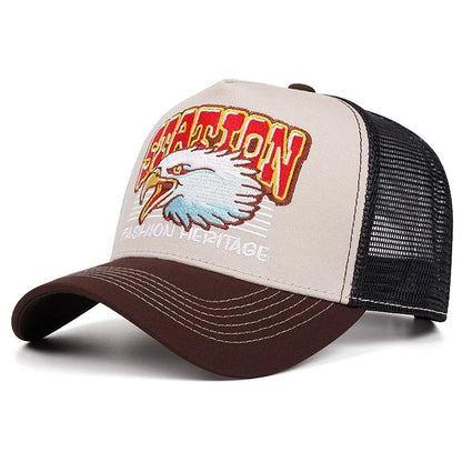 Hot Sale Unisex Baseball Cap Classic STATION Letter Pattern Mesh Cap Men And Women Breathable Streetwear Summer Trucker Hat