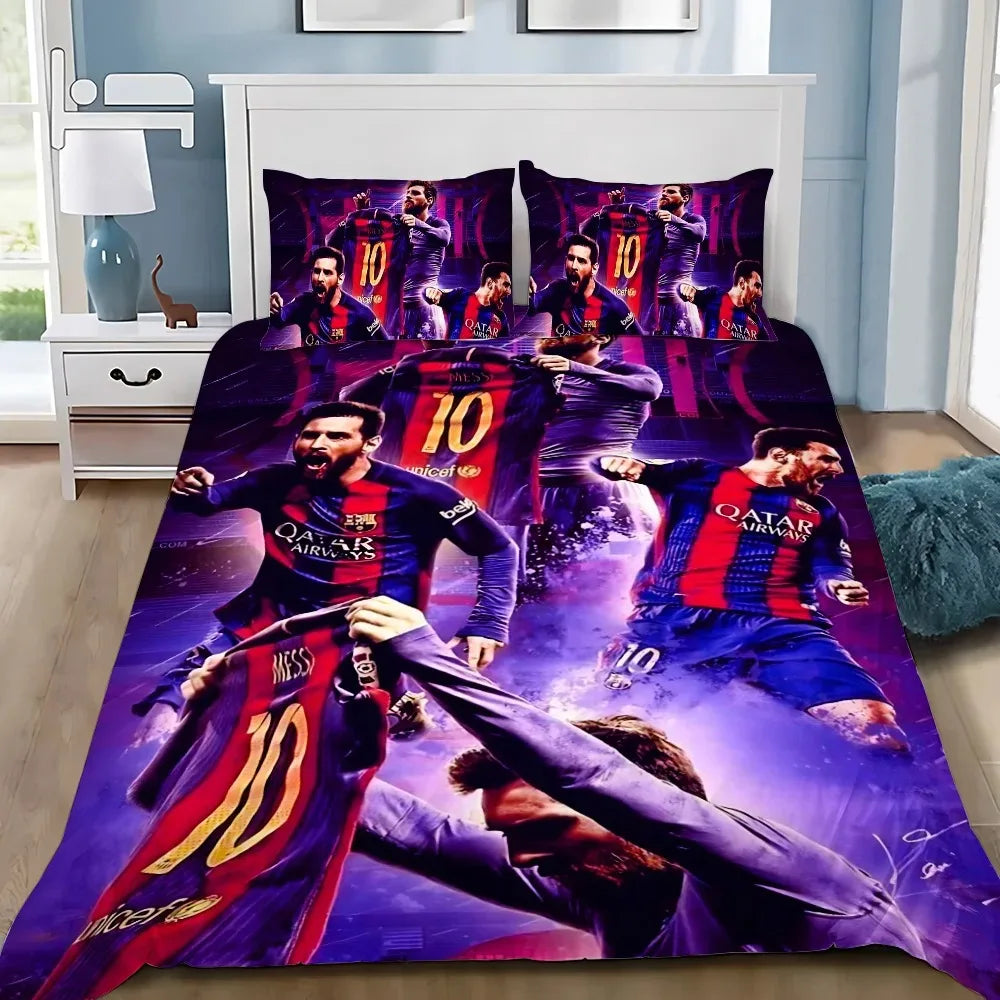 Set copripiumino con federa Football Star M-messis, biancheria da letto per adulti, ragazzi e ragazze, decorazione per camera da letto, bambini, letto singolo, matrimoniale, grande dimensione