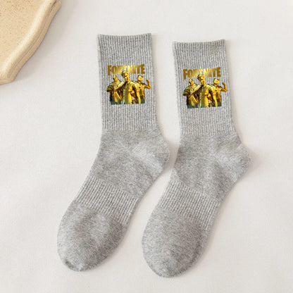 Fortnite Socks Cartoon Game Character Long Sock for Kids tudents in Spring and Autumn Solid Color Cotton Socks Birthday Gifts
