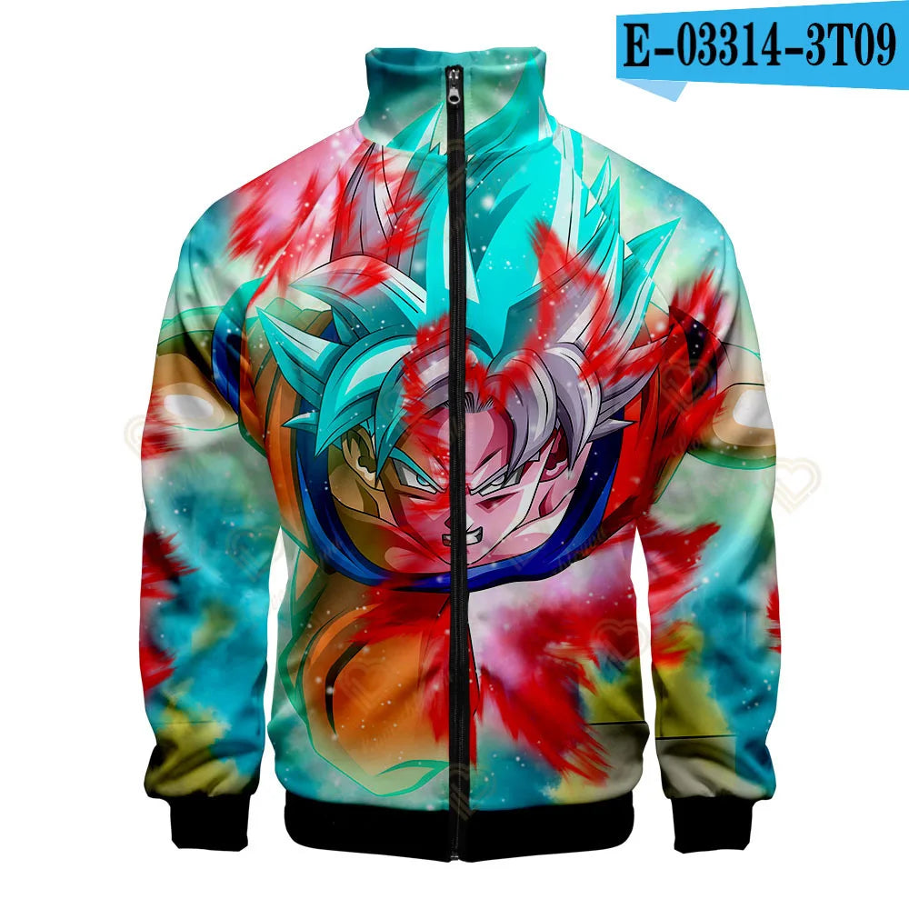 New Fashion Dragon Ball Print Stand Collar Zipper Hoodie Men Women Zipper Hoodies Jackets Long Sleeve Sport Hip Hop Sweatshirts