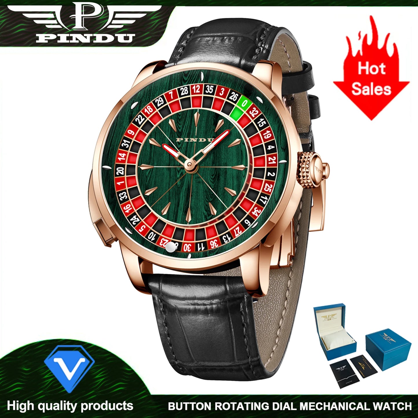 2025 NEW PINDU design Rotating dial Mechanical Watch Men Japan NH35 Movement Sapphire Waterproof TOP-luxurious Automatic watch