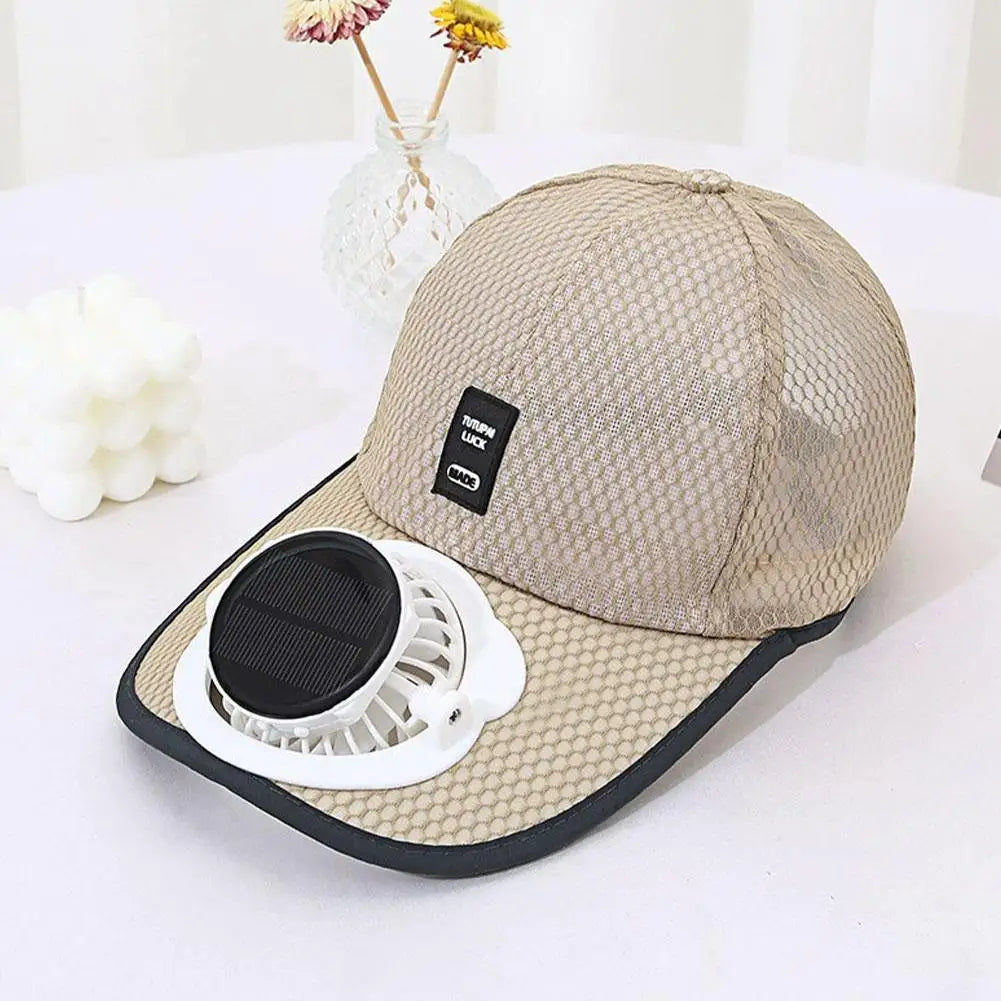 Breathable Sun Hat — Solar Fan, USB Charging