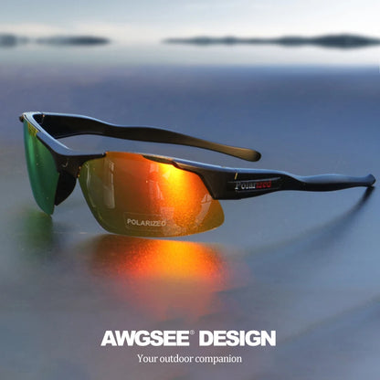 Gafas deportivas polarizadas semirremadas para hombre: montura mate resistente y lentes con revestimiento HD para golf, pesca, viajes y uso diario
