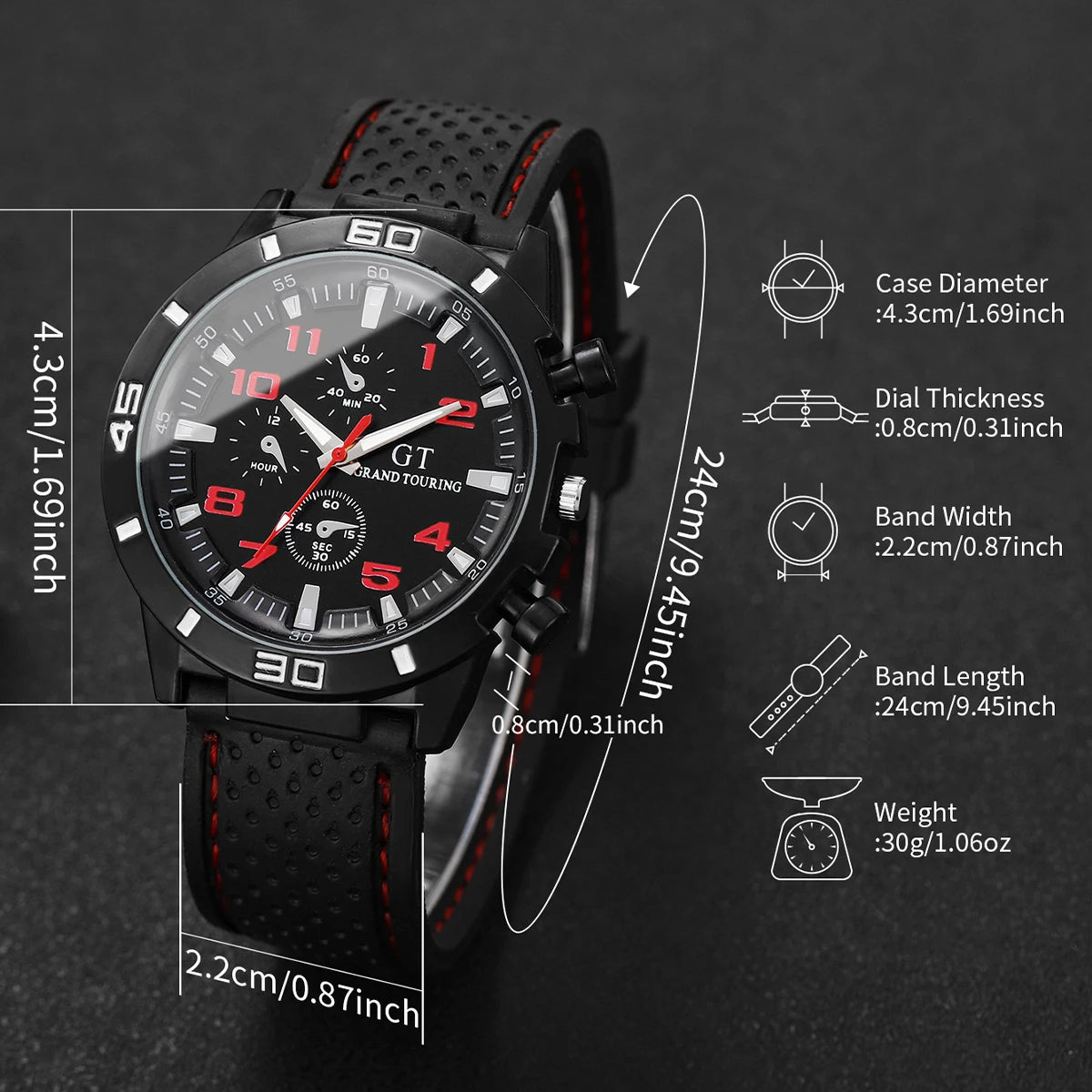 Men Sports Watches Casual Silicone Band Men's Quartz Watch Clock Reloj Hombre（Without Box）