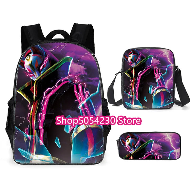 Mochila Fortnited de 3 piezas para niños Victory Game, 16 pulgadas, resistente al agua, mochila preescolar moderna, mochilas escolares para primaria