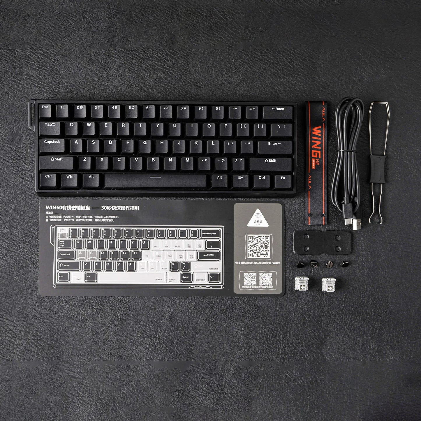 Teclado mecánico con cable AULA WIN60 HE/WIN60 HE MAX 60% con estructura tray-mount hot-swap e interruptores magnéticos Hall Effect