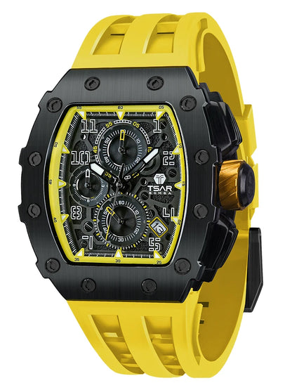 Reloj TSAR BOMBA para hombre, marca de lujo, diseño tonneau, impermeable, de acero inoxidable, reloj de pulsera de moda rectangular para hombre