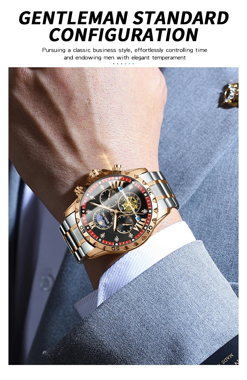 BINBOND quartz watches for men luxury accurate durable watch luminous waterproof chronograph men's watch business watch reloj