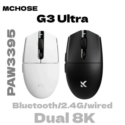 MCHOSE G3 Ultra Wireless Gaming Tri-Mode Mouse PAW3395 26000DPI 8K Polling Rate 64g Ultra-Lightweight Office Mouse