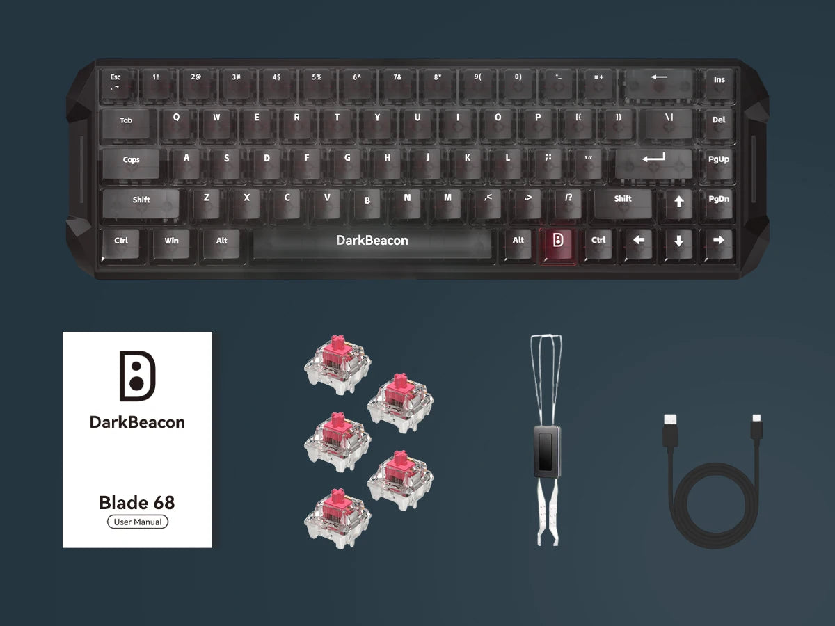 DarkBeacon Blade 68 RGB: tastiera meccanica silenziosa da gaming, con sostituzione a caldo, cablata, N-Key Rollover, compatta al 65% per giocatori su PC