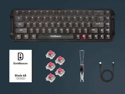 DarkBeacon Blade 68 RGB: tastiera meccanica silenziosa da gaming, con sostituzione a caldo, cablata, N-Key Rollover, compatta al 65% per giocatori su PC