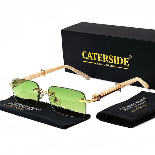 Caterside Small Square Rimless Sunglasses Men Luxury Brand Designer Classic Rectangle Sun Glasses Male UV400