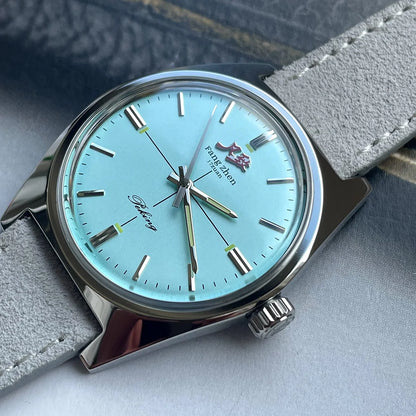 Merkur Watch Salmon Dial Watch Metal Vintage Classic Crosshair Watches Handwind Mechanical Watch for Men Relogio Masculino 36mm