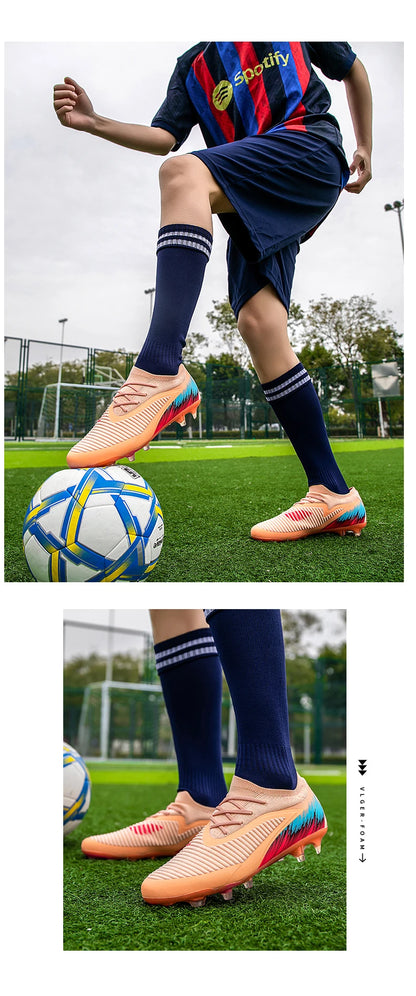 Botas de fútbol para hombre, nuevas, para partido y entrenamiento, calzado de fútbol antideslizante con tacos largos FG, ultraligeras, para exterior, zapatillas, dropshipping