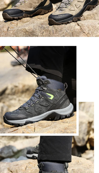 Zapatos de senderismo HUMTTO, botas de caza impermeables para hombre, botas tácticas de combate para desierto hasta el tobillo, botas de trekking para hombre y mujer, zapatillas cálidas de cuero