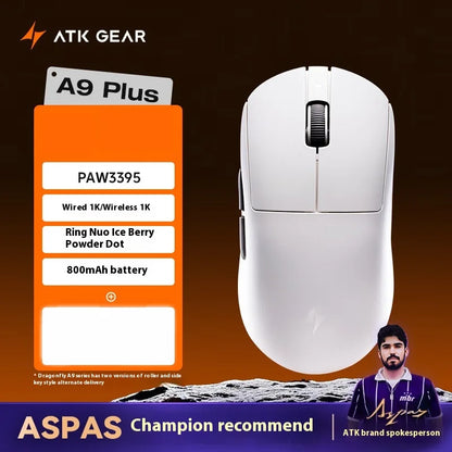 Ratón gaming inalámbrico ATK A9 Ultra Tri Mode 8K 53g ligero A9/A9 SE/A9 Plus/A9 Pro para PC e-sports, regalo personalizado