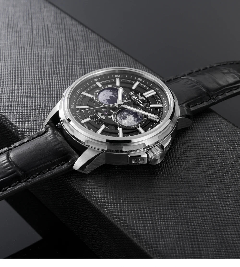 BORIAGE(BOAIJIUA) Orologio meccanico da uomo completamente automatico, design originale, impermeabile e luminoso