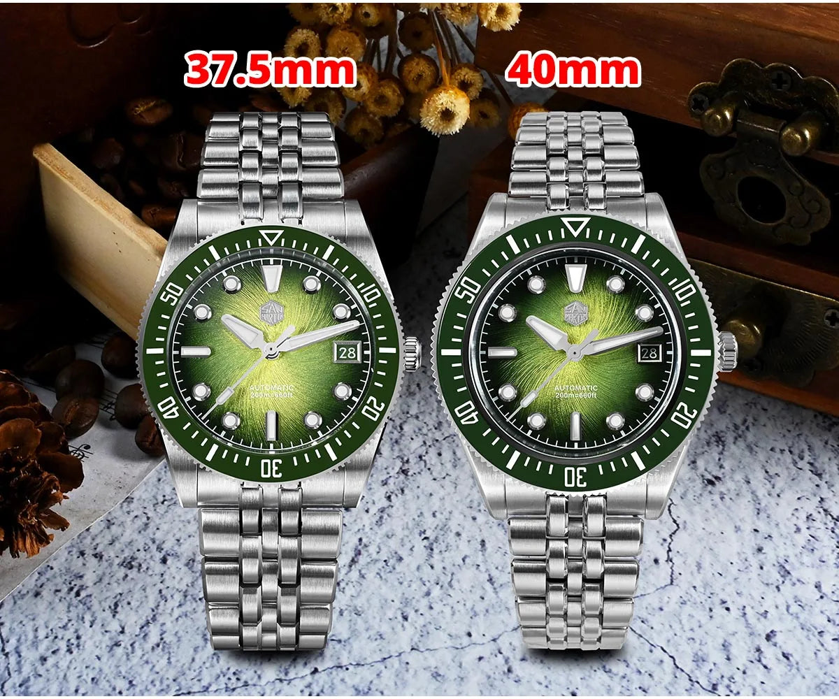 San Martin 37.5mm 40mm Enamel Spiral Vortex Dial Men Luxury Diver Watch Miyota 9015 Automatic Mechanical Waterproof 200m SN0148