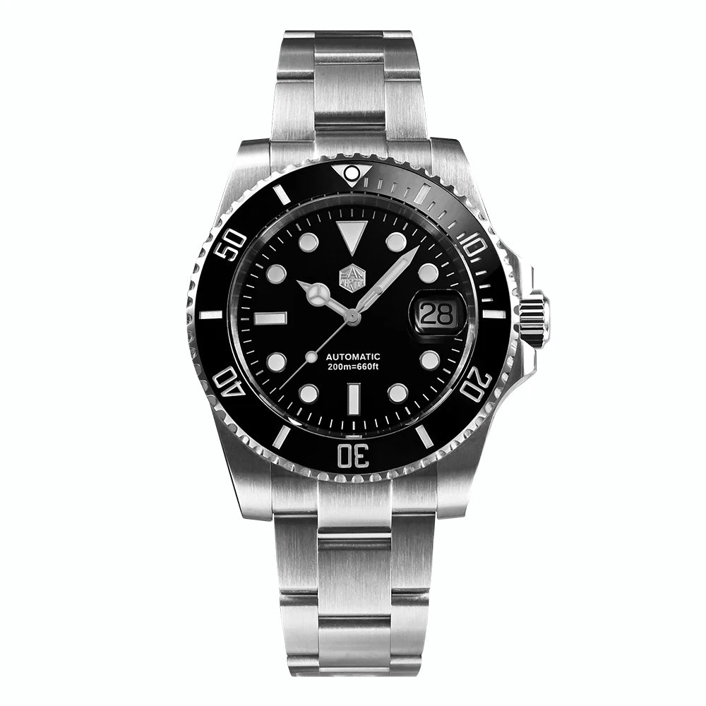 San Martin 40mm Water Ghost PT5000 Automatic Men Diving Watch Business Mechanical Sapphire Waterproof 20Bar Luxury BGW-9 SN0017D