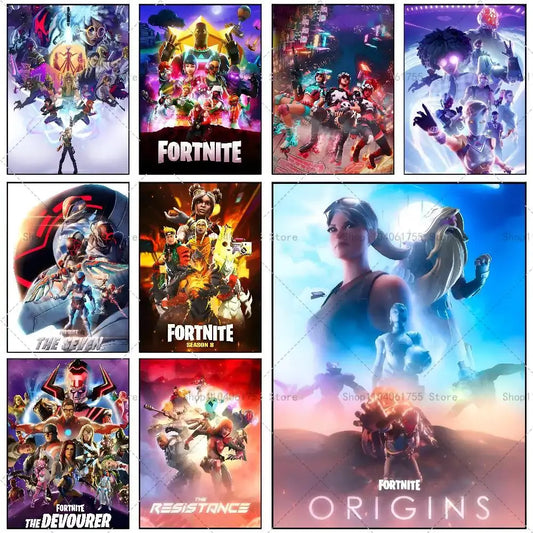 F-Fortnites-Game suosittu juliste, itsekiinnittyvä taidejuliste, vedenkestävä paperitarra, seinäkoriste kahvilaan, baariin ja huoneeseen