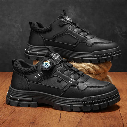 Men's Workwear Rotary Buckle Sneakers - Thick Sole Non-Slip Outdoor Shoes, Fashion Chunky Platform Walking Shoes for Men