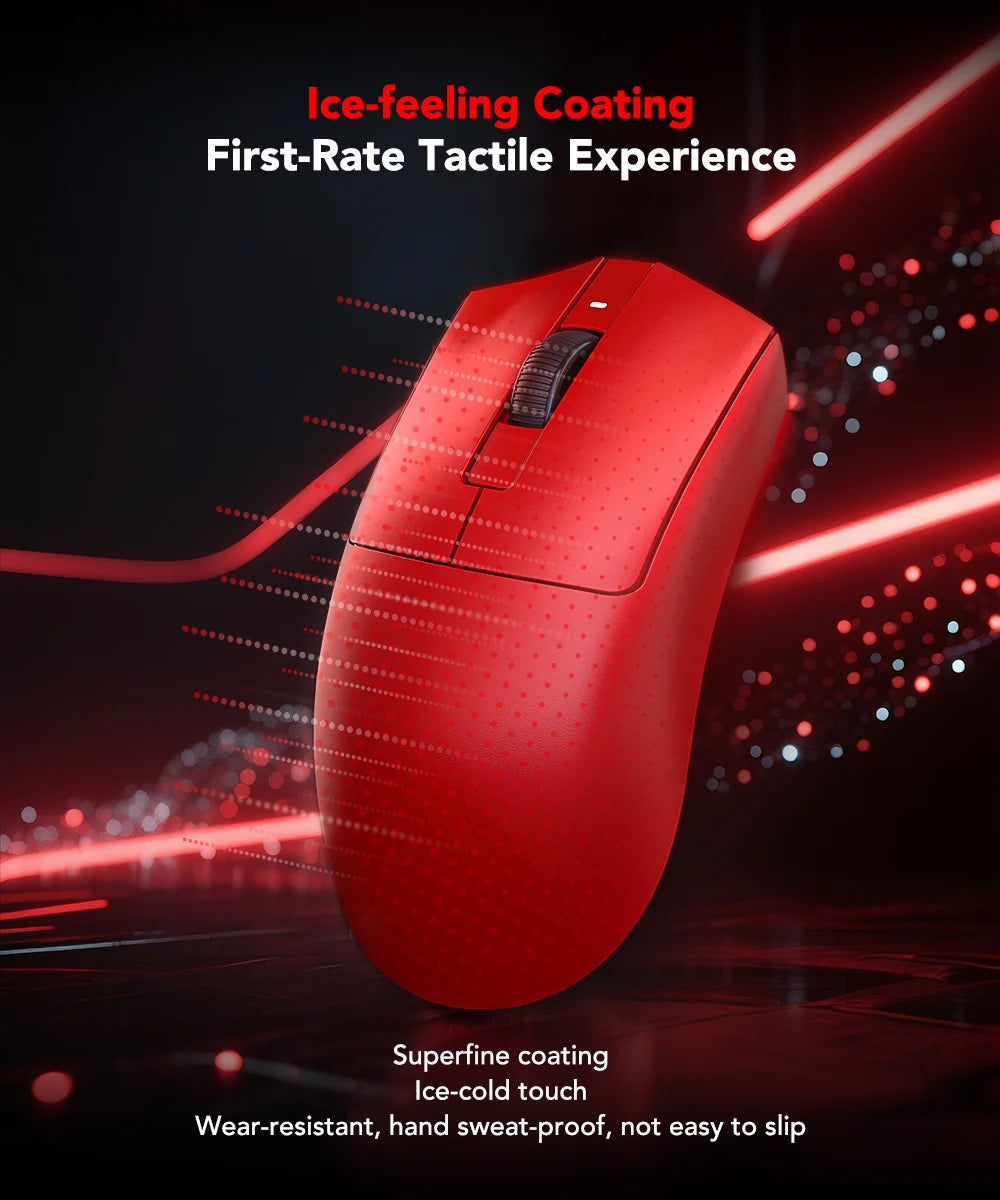 Mouse gaming KYSONA Jupiter Series cablato e wireless 8Khz con sensore PAW3950, Bluetooth, 46g, ricaricabile, driver web per PC e laptop