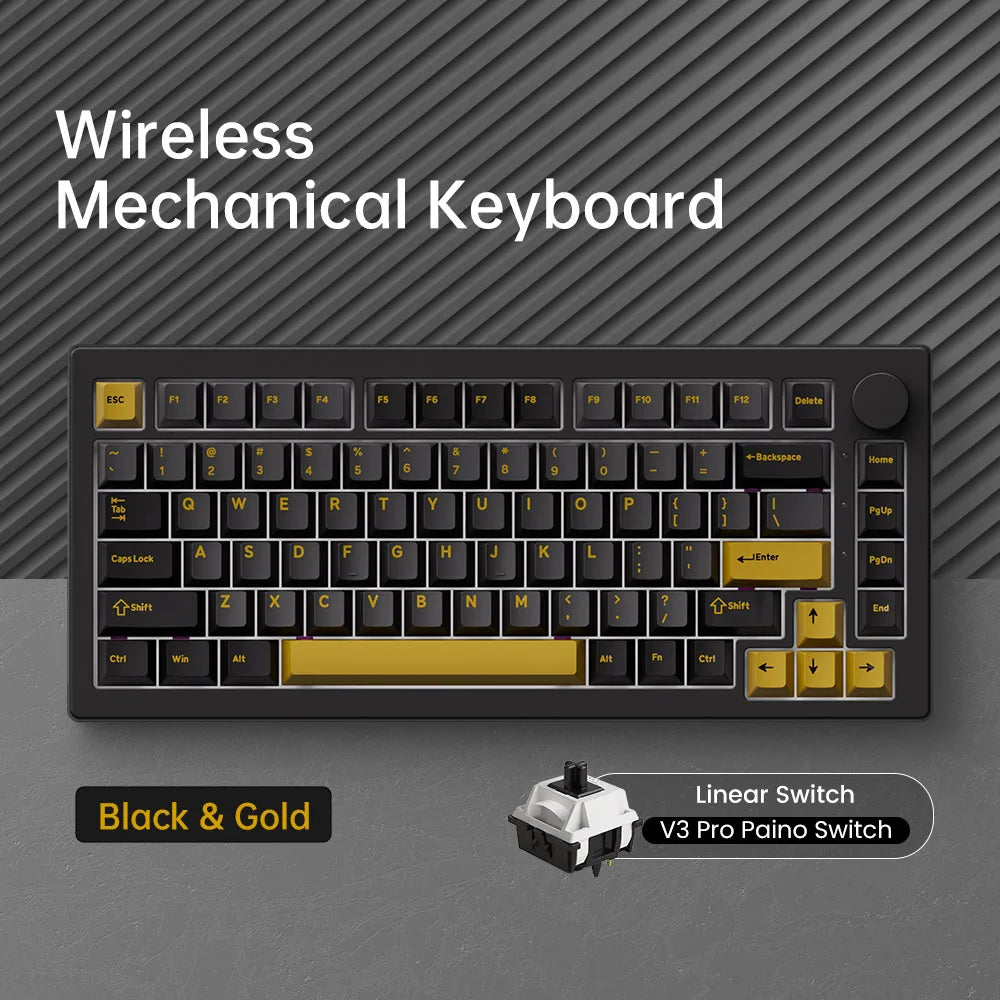 Teclado Akko 5075 V3 75% ANSI-US con rueda de volumen, hot-swappable, RGB, USB Type-C/2.4g y BT5.0, trimodo, teclado mecánico gaming personalizado