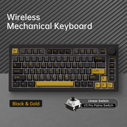 Teclado Akko 5075 V3 75% ANSI-US con rueda de volumen, hot-swappable, RGB, USB Type-C/2.4g y BT5.0, trimodo, teclado mecánico gaming personalizado