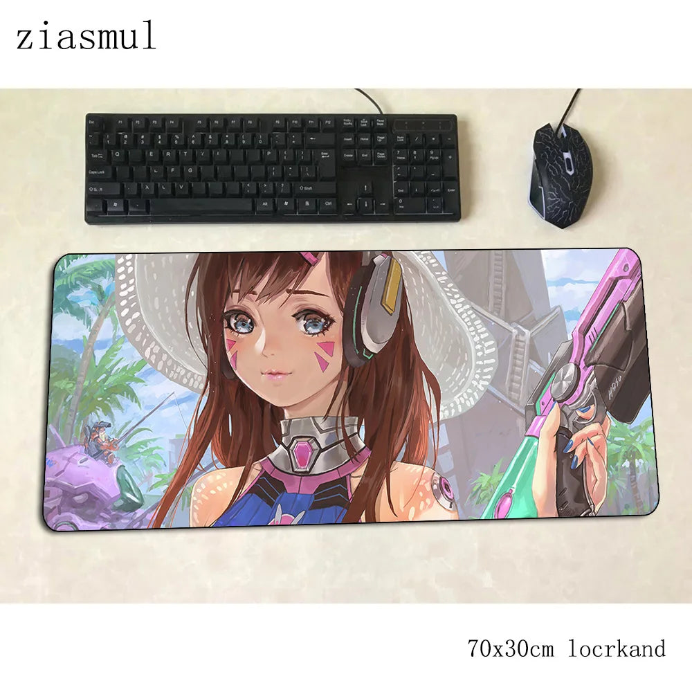 Alfombrilla gamer D.Va 70x30cm XL para ratón gaming, PC y portátil, tapete de escritorio bonito para juegos, regalo de Navidad para gamers, alfombrilla gamepad