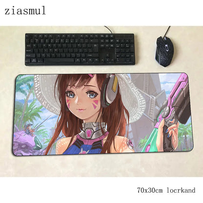 Alfombrilla gamer D.Va 70x30cm XL para ratón gaming, PC y portátil, tapete de escritorio bonito para juegos, regalo de Navidad para gamers, alfombrilla gamepad