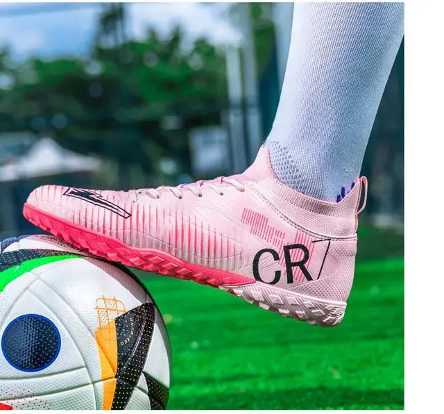 Scarpe da calcio per bambini antiurto sulla punta, chiusura con lacci, tacchetti corti antiscivolo, resistenti all’usura e traspiranti, per partite su erba all’aperto