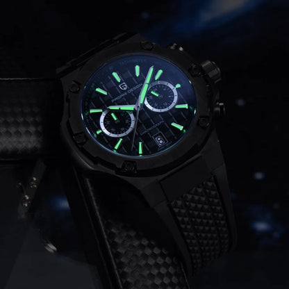 Reloj de cuarzo para hombre PAGANI DESIGN PD-YS032, 44mm, movimiento japonés VK64, caja de acero inoxidable, correa de caucho, cristal de zafiro, resistente al agua 100M
