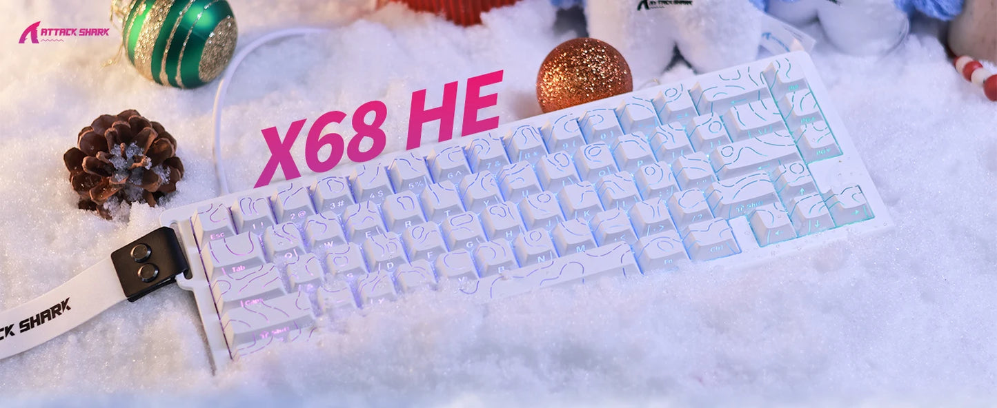 Teclado gaming mecánico ATTACK SHARK X68 HE Rapid Trigger 60% con cable, actuación ajustable, interruptor magnético Hall Effect, 8KH