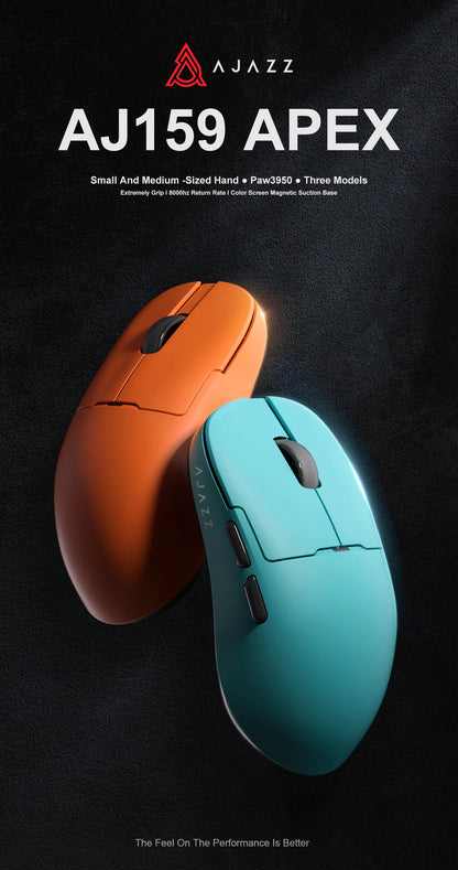 AJAZZ AJ159 APEX Wireless Gaming Mouse, Lightweight RGB Gaming Mouse with Magnetic Charging Dock, Bluetooth & 2.4GHz, Up to 30,000 DPI for PC & Laptop