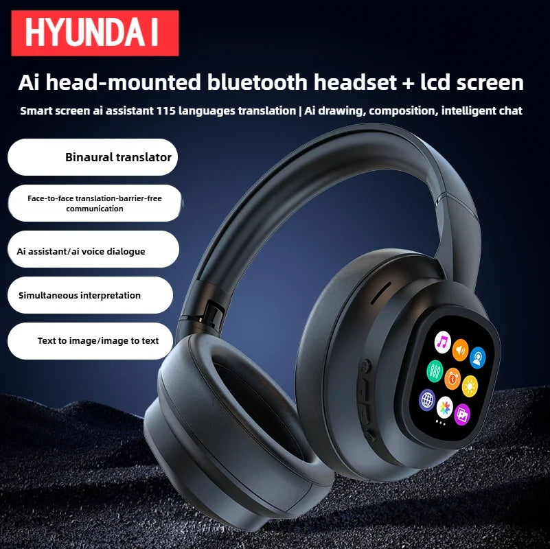Auricolari HYUNDAI X1PRO Wireless Bluetooth 6.0 con traduzione AI – Oltre 100 lingue, controllo touch, schermo LED, cuffie con cancellazione del rumore