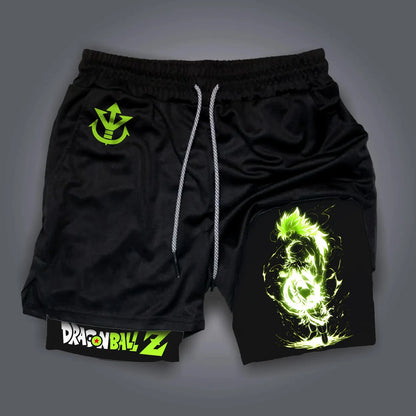 Dragon Ball Anime Peripheral Majin Buu GOKU Printed Sports Double-layer Shorts American 2025 Summer Men's Loose Breathable Pants, Produit gaming premium Fraquane