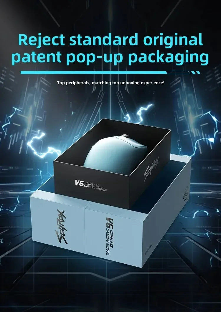 Mouse gaming wireless non poroso SCYROX V6 esports 40g 750IPS con ricevitore 8k, risposta rapida 3950, alta qualità 8KHz