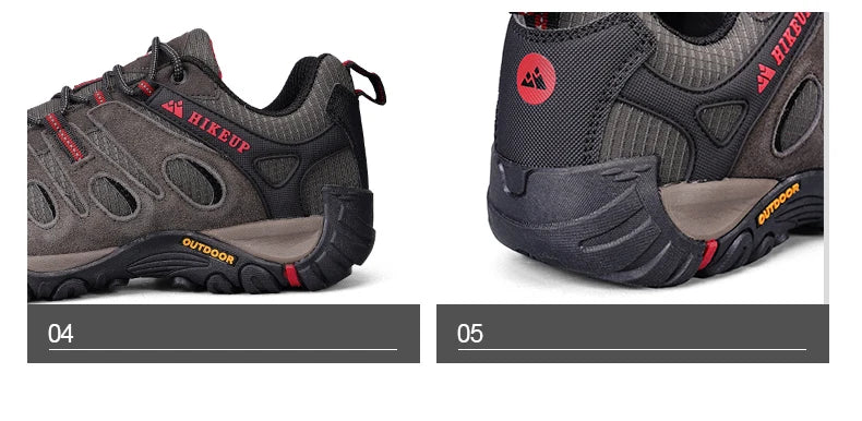 HIKEUP Buty turystyczne męskie Zimowe buty wspinaczkowe i trekkingowe dla mężczyzn Skórzane, oddychające, outdoorowe, antypoślizgowe buty sportowe i robocze dla mężczyzn