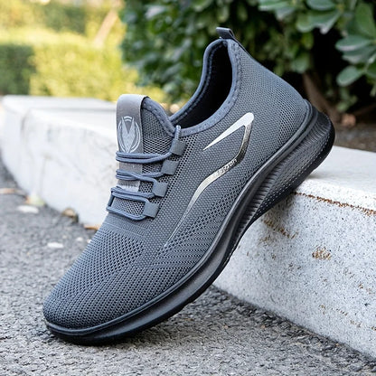 Baskets légères et respirantes en tricot pour hommes, chaussures d'entraînement antidérapantes pour la course à pied, basket-ball, chaussures de sport noires et blanches, semelle en PU