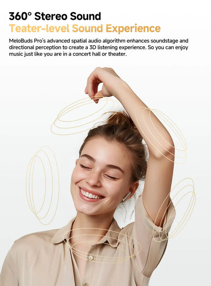 QCY MeloBuds Pro Adaptive Hybrid Active Noise Cancelling Wireless Earbuds – 46dB ANC, Bluetooth 5.3, LDAC Hi-Res Audio, 34H Playtime