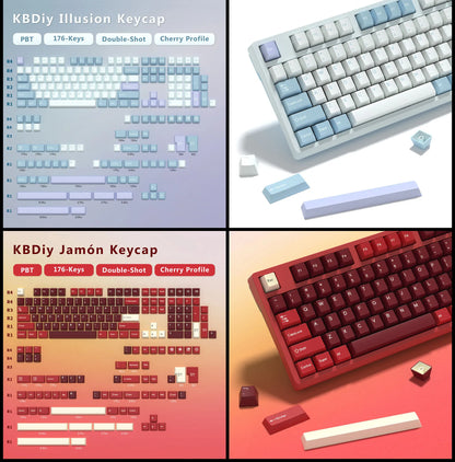 Keycaps KBDiy GMK Illusion perfil Cherry de PBT de doble inyección ISO para kit de teclado mecánico gamer, estilo retro gaming